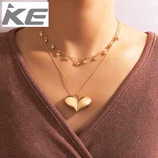 Exaggerated Jewelry Love Chain Double Necklace Gold Geometric Necklace for girls for women lo