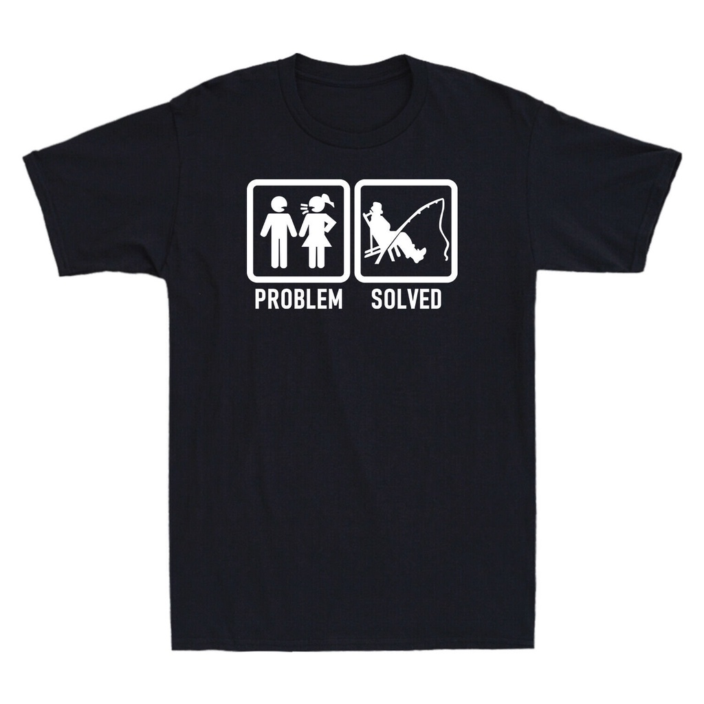 【2022tshirts】ขายดี เสื้อยืดลําลอง แขนสั้น พิมพ์ลาย Problem Solved Fishing Carp ของขวัญวันวาเลนไทน์ ส