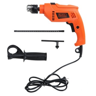 ชุดสว่านกระแทก BLACK&amp;DECKER HD555KMPR B1 13 มม. 550 วัตต์ สว่านและดอกสว่าน IMPACT DRILL BLACK&amp;DECKER HD555KMPR B1 13MM 5