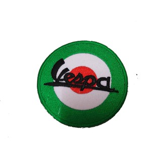 [ตัวรีด เย็บได้] VESPA (GREEN) ป้ายติดเสื้อ logo Embroidered Sew Iron On Patches Badge