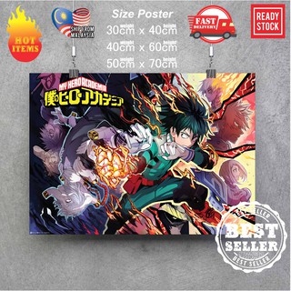 โปสเตอร์ติดผนัง ลายอนิเมะ My Hero Academia Midoriya Izuku All·Might Bakugou Katsuki Todoroki Shouto สําหรับตกแต่งบ้าน