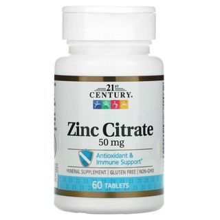 (พร้อมส่ง) 21st Century Zinc Citrate 50 mg. (60 เม็ด)