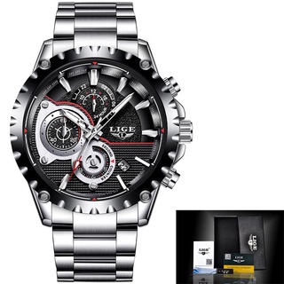 Men Watch Top Brand LIGE Luxury Quartz Watch Men s Sports Chronograph Stainless Steel Waterproof Men