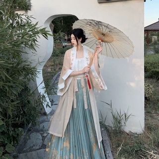 Hanfu [ลมกลางคืน] กระโปรงจีบเอวฤดูใบไม้ผลิฤดูร้อนฤดูใบไม้ร่วงทุกวันสดชื่น