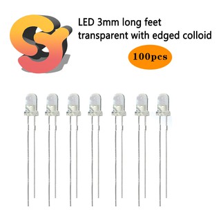 [Spot second sends] 100pcs 3mm white hair red yellow blue emerald pink warm white purple white orange light long-legged light-emitting diode led straight plug lamp beads tools