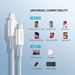 UGREEN รุ่น US171 สายชาร์จไอโฟน Type C to Lightning มาตรฐาน MFI สายยาว 1-2 เมตร