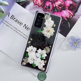 เคสดอกไม้ โทนสีขาว ดอกเดลฟินเนียม ใส่ชื่อ รูป i13 pro max s22 ultra note20 a53 a73 reno7 v23 เคสกันกระแทก