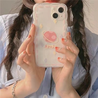 iPhone 13 13pro 13prm iPhone Case การ์ตูนน่ารักโปร่งใส Wave Border Soft Case สำหรับ iPhone 11 7Plus 8Plus Xr XS 13 12 Pro MaxTPU Case