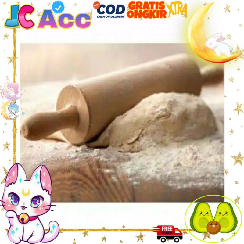 JC ACC ROLLING PIN WOODEN MILL สําหรับ BREAD, PIZZA, ETC. โรลม้วนผมเค้ก