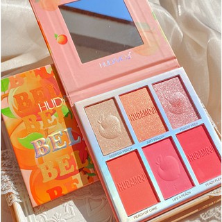 HUDAVIOJI 6 COLORS BLUSHER&amp;HIGHLIGHTER PALETTEพาเลท  บลัชออน +ไฮไลท์ 6 สี