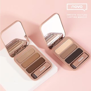 Novo คิ้วฝุ่น เฉดดิ้งไฮไลท์ ตลับ 3 สี [No.5345] Novo Smooth Texture Lasting Makeup Eyebrow Powder