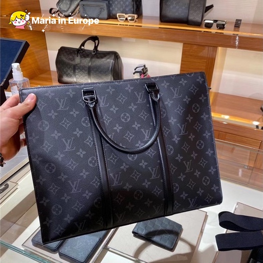 Maria LV /Louis Vuitton M45265 SAC PLAT HORIZONTAL ZIPPé Black floral briefcase handbag Crossbody