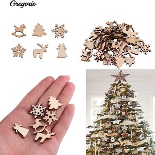Gregorio 50Pcs Rocking Horse ไม้แกะสลักกวางขนาดใหญ่ Snowflake Xmas Hanging