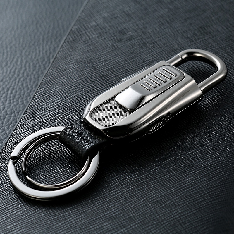 ☃JOBON Zhongbang พวงกุญแจรถผู้ชายเอวจี้กุญแจมัลติฟังก์ชั่ไฟแช็กชาร์จ Creative Gift