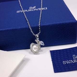 ใหม่ Swarovski LEONORE สร้อยคอเงิน 925 ประดับมุกคริสตัล เข้ากับทุกการแต่งกาย แฟชั่นเรียบง่าย สําหรับผู้หญิง