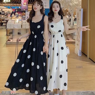 Maxdress ชุดเดรสแขนกุด เนื้อผ้าโฟร์เวยทรงปล่อยทิ้งตัว ด้านหลังผูกโบว์เซ็กซี่