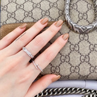 Shining curve round - Tiny nail ring set. (เซ็ตแหวนงานชุบทองคำขาว เพชร CZ)