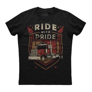 เสื้อยืดแขนสั้น พิมพ์ลายรถบรรทุก Ride With Pride สีดํา สไตล์คลาสสิก ไม่ซ้ําใคร สําหรับผู้ชาย 381773Size S-5XL