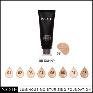 NOTE COSMETICS LUMINOUS MOISTURIZING FOUNDATION 08 SUNNY