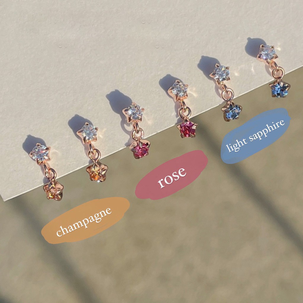 SissyJewelry // ต่างหูเงินแท้ รุ่น Rosegold Couple stud