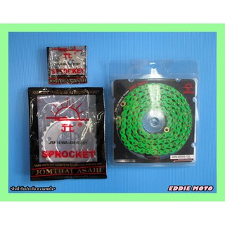 HONDA GROM125 MSX125 FRONT 14T and REAR 30T SPROCKET &amp; CHAIN 420N 120L "GREEN" SET // โซ่สีเขียว สเตอร์หน้าหลัง อย่างดี