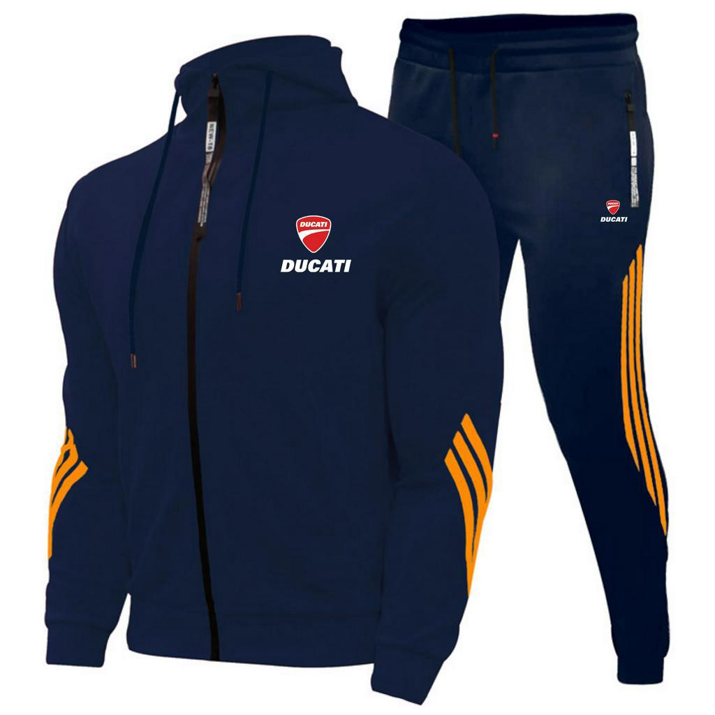 【new】Men's Sports Wear Sets Ducati Long Sleeve Zip Training Wear Hooded