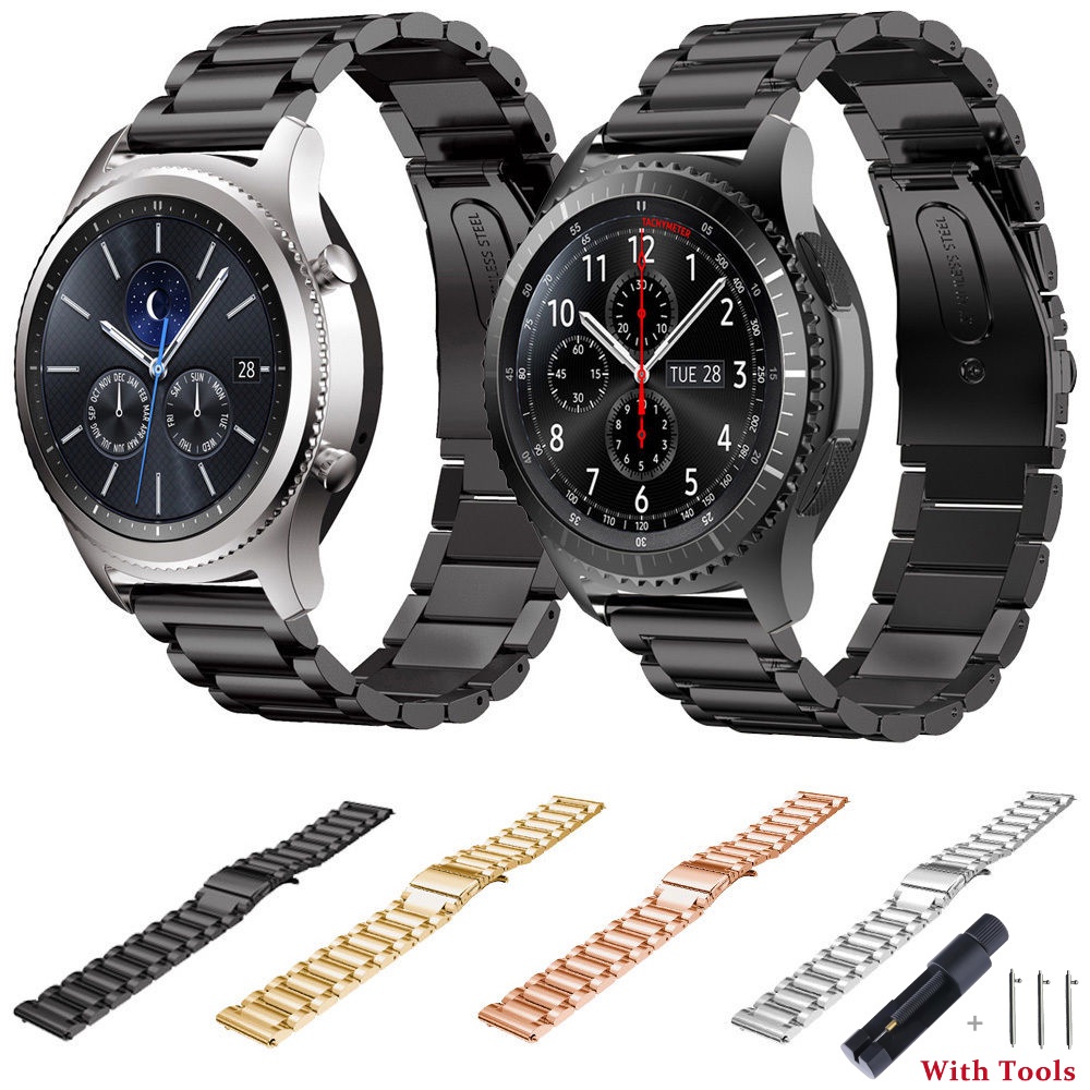สายนาฬิกาข้อมือสเตนเลส 22 มม. 20 มม. พร้อมเครื่องมือ แบบเปลี่ยน สําหรับ Samsung Watch 3 Samsung Active 2 Gear S3 18 มม. 24 มม. Amazfit