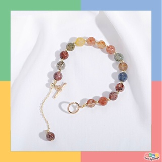 สร้อยข้อมือแฟชั่น หินนำโชค หินไหมหลากสี Multicolor Rutilated Quartz