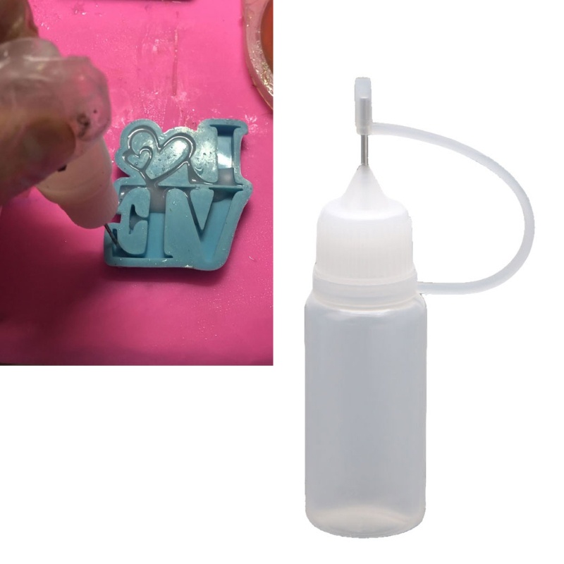 SIY 10Pcs 10ml Epoxy Resin Mold Small Gaps Coloring Bottles With Syringe Needle Handling Resin Colorant Details Craft Tools
