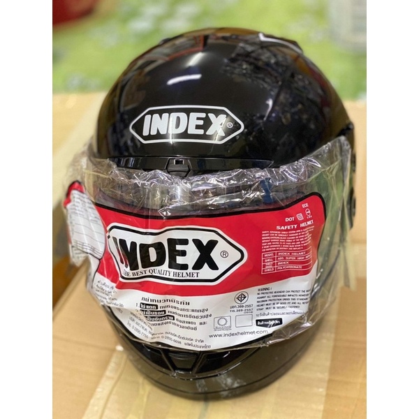 หมวกกันน็อค (INDEX) 811 เต็มใบ กระจกสีชา Size : L สีดำเงา