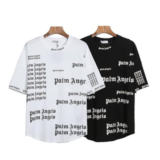 เสื้อยืดแขนสั้น เนื้อผ้าฝ้าย ลาย Palm Angels แฟชั่นคลาสสิก สำหรับผู้ชายและผู้หญิง