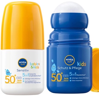 NIVEA UV Sun Babies &amp; Kids Sensitive Protection Sun Roller 50+ (50 ml), Sun Cream Roll-On with SPF 50+, Extra Waterproof