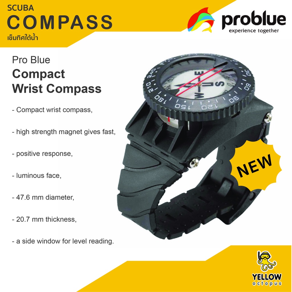 เข็มทิศสำหรับดำน้ำ Scuba Wrist Compass Problue