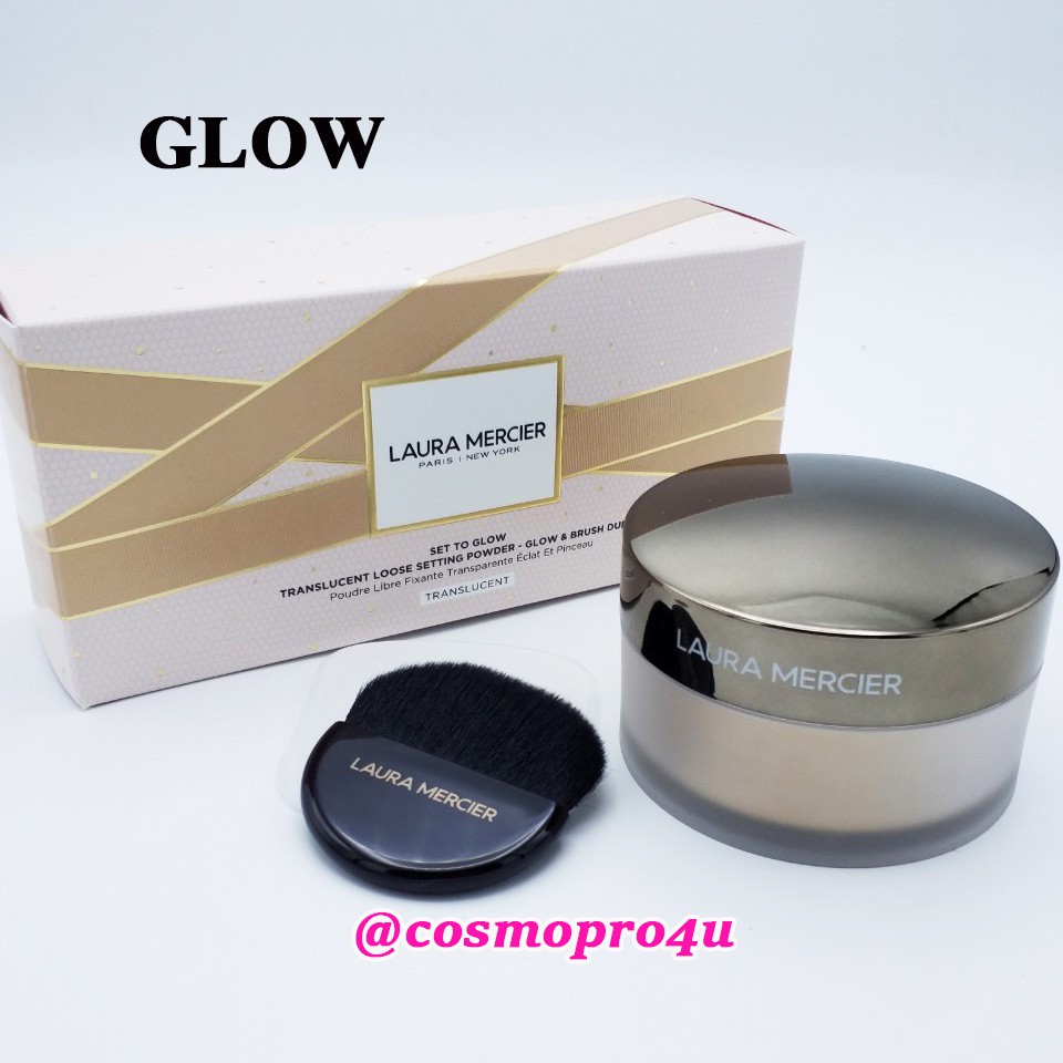 แป้งฝุ่นโกลว์+แปรงปัด LAURA MERCIER Set To Glow Translucent Loose Setting Powder Glow (Limited Edition) 29g แป้ง 7/2020