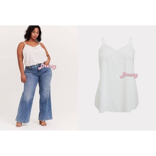 Torrid WHITE CHALLIS EYELET SWING CAMI