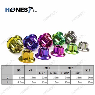 Honesti22 น๊อตไทเทเนียม Titanium alloy cnc point sprocket nut M6/M8/M10/M12/M14 Motorcycle modification