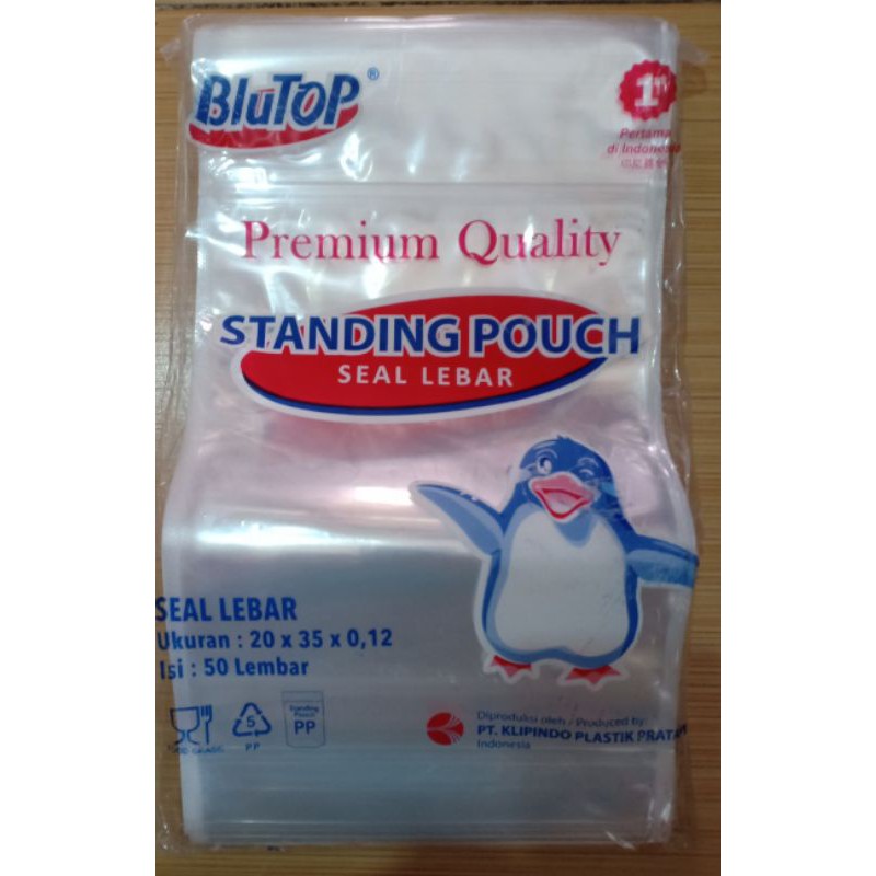 กระเป๋ายืนพลาสติก 20x35 ซีลกว้าง/STP 20x35/Blutop