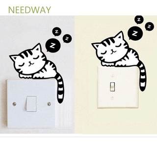 NEEDWAY Removable Interior Decor Sleeping Cat Window Sticker Vinyl Art Decal Cute Switch Stickers Home Wall/Multicolor