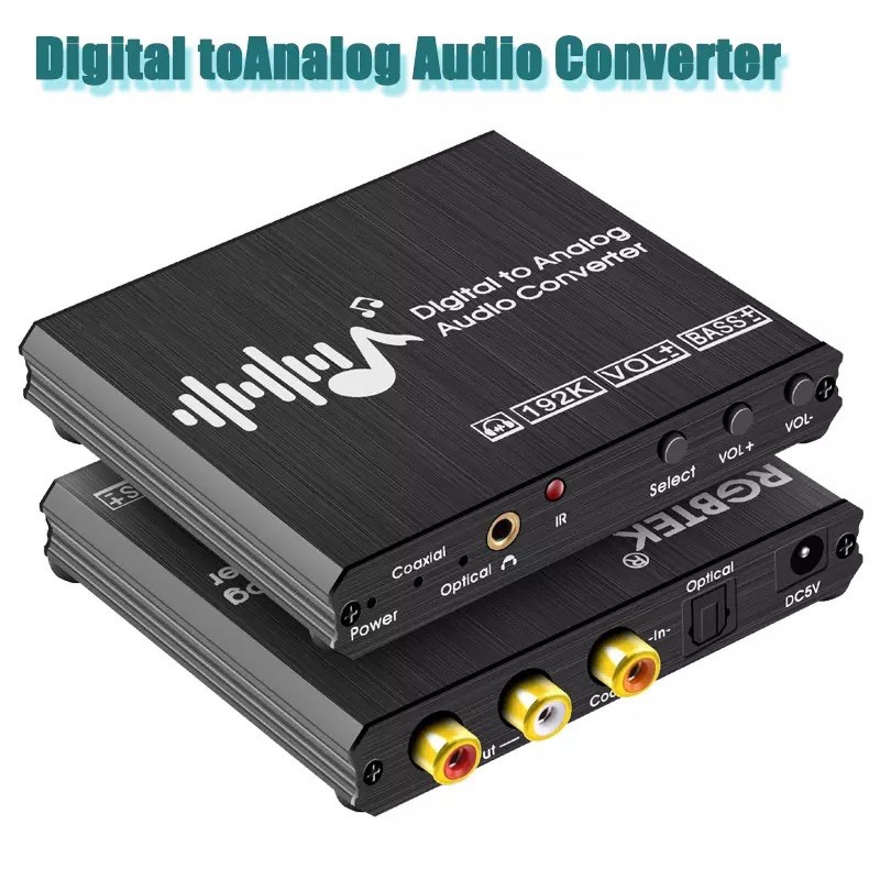 Digital To Analog Audio Converter พร้อม Remote,192KHz DAC Converter พร้อม Volume &amp; Bass ปรับดิจิตอล Analog Converter