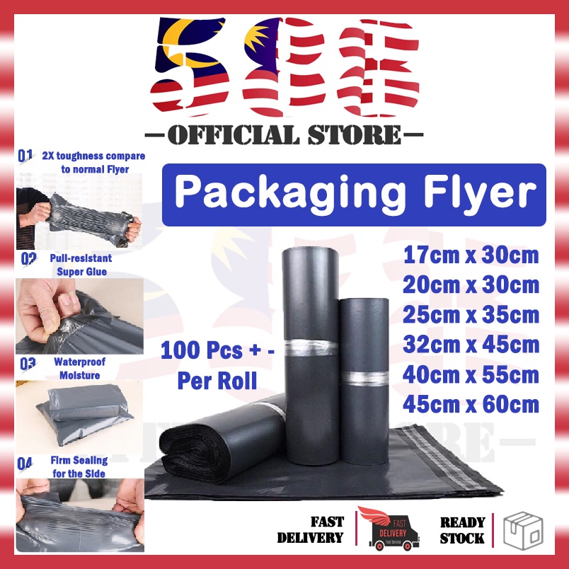 (ไม่มีกระเป๋า) 100 ชิ้น +- บรรจุภัณฑ์ Flyer/ถุงพัสดุ /postance flyer/Beg Kurier /Flyer Plastic Bag/Q