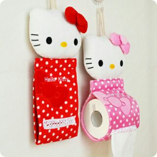 ที่ใส่ม้วนทิชชู่ ลายคิตตี้ (Hello Kitty) จาก Sanrio สีแดงหรือสีชมพู สุดน่ารัก