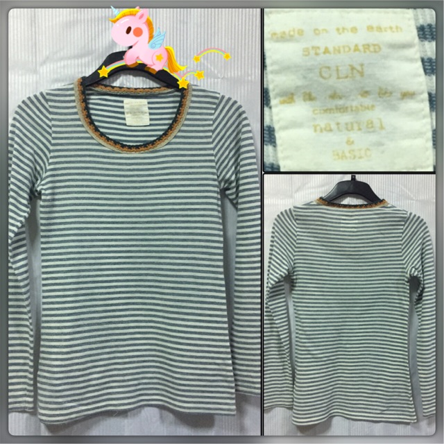 ⛩Standard CLN Basic T-shirt เนื้อผ้า 50% คอตตอน 50% โพลีเอสเตอร์เนื้อนุ่ม งานถักโคเชสามสีที่รอบคอ ผ้