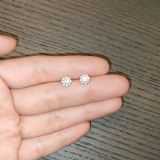 Galaroom Jewelry ต่างหูเพชรสวิสcz White Camellia Diamond Studs