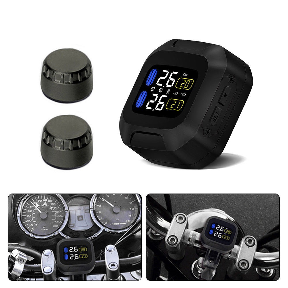 Careud M3-A ระบบตรวจสอบความดันยาง TPMS สําหรับรถจักรยานยนต์ + เซ็นเซอร์ภายนอก 2 ตัว