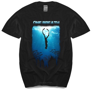 เสื้อยืด ผ้าฝ้าย พิมพ์ลาย Freediving One Breath Dive Apnoe Ocean Sea สีดํา แฟชั่นฤดูร้อน สําหรับผู้ชายS-5XL