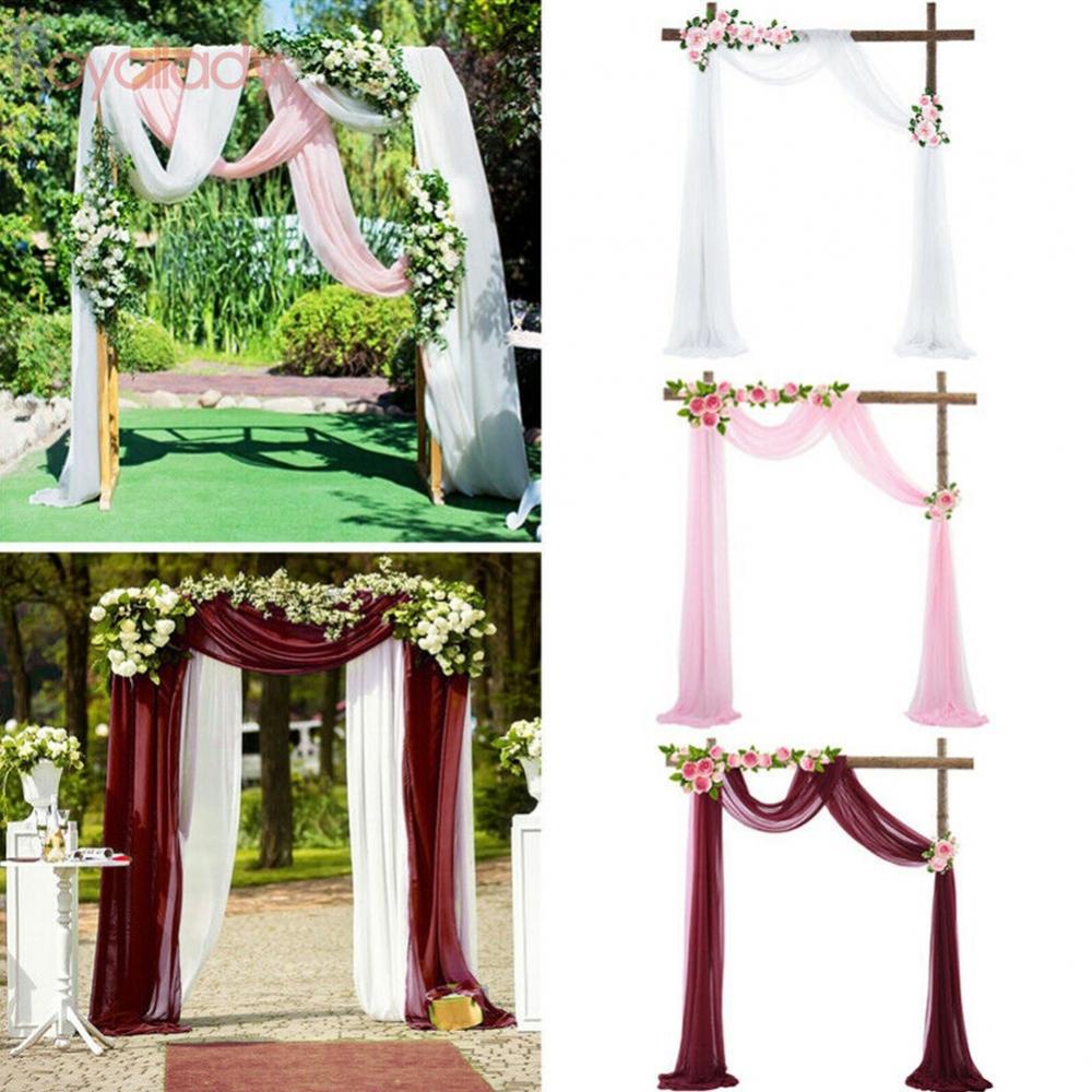 ROYALLADYChiffon Wedding Arch Fabric Backdrop Drape Curtains Scarf ...