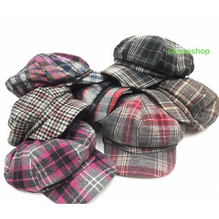 หมวกแฟชั่น หมวกทรงฟักทองลายสก๊อต icapshop.