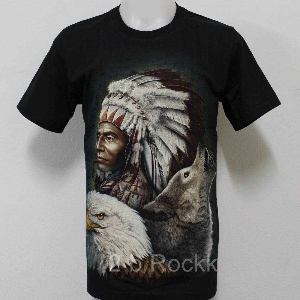 เสื้อยืด หมาป่า อินเดียน เหยี่ยว Rock Eagle A13 ไซส์ยุโรป