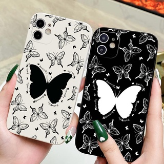 เคสซิลิโคนนิ่ม ขอบตรง ลายผีเสื้อ สําหรับ OPPO A5 A9 A73 2020 A15 A15S A16 A16S A16K A16E A31 A52 A53 A53S A54 A55 A72 A74 A76 A91 A92 A93 A94 A95 A96