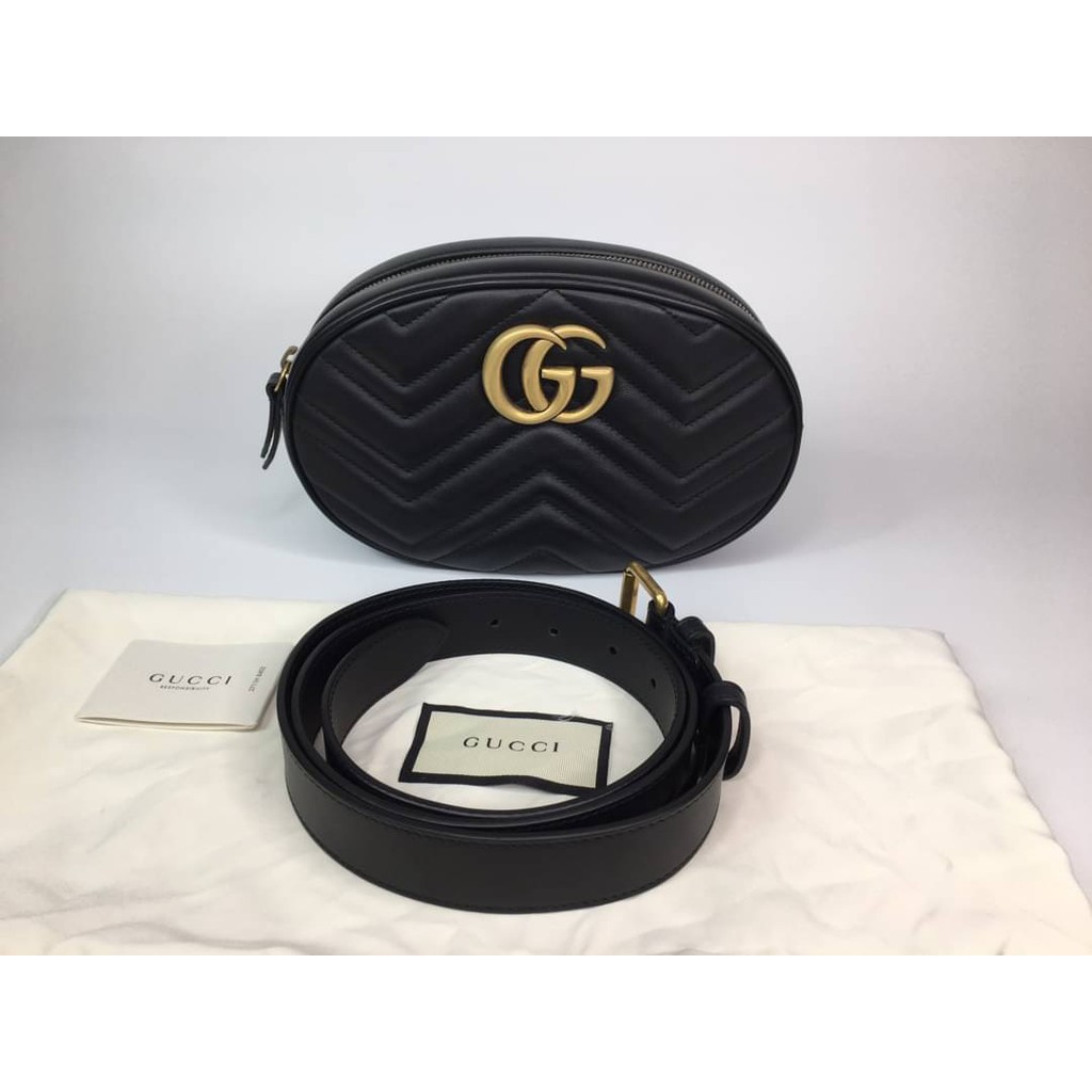 Used Gucci marmont belt bag สีดำ